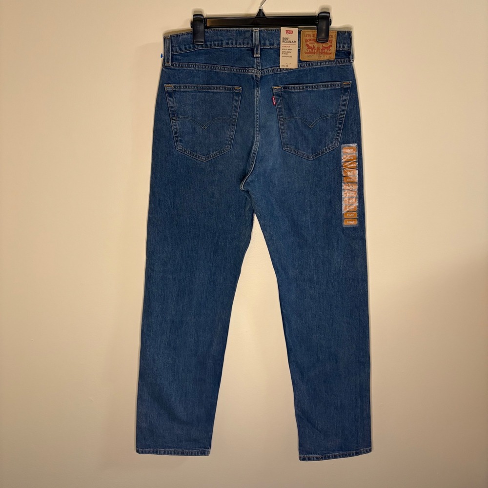 Levi's Jeans Mens 33x32 Blue 505 Regular Fit Straight Leg Stretch Denim Pants